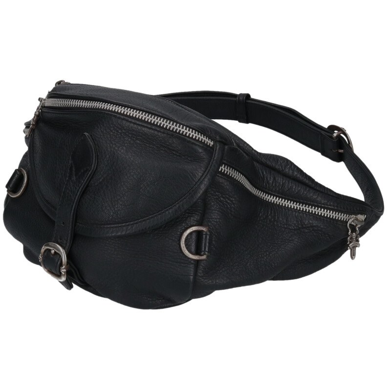 クロムハーツ Chrome Hearts   #1 SNAT PACK スナットパック ダガージップガンスリンガーベルトレザーウエストバッグ(黒いこと×しろがね色)【923062】【os06】【小物】【中古】bb453#rinkan*B