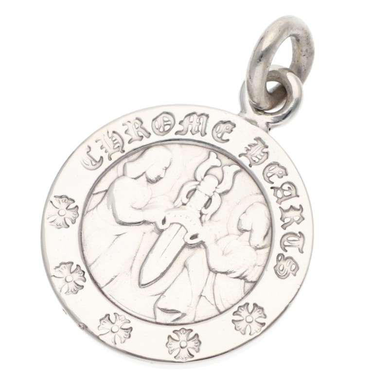 クロムハーツ Chrome Hearts   CHRM ANGL MDL エンジェルメダルチャーム V2 しろがね色頸飾りいの一番(しろがね色 5.45g)【033062】【SS07】【小物】【中古】bb315#rinkan*B