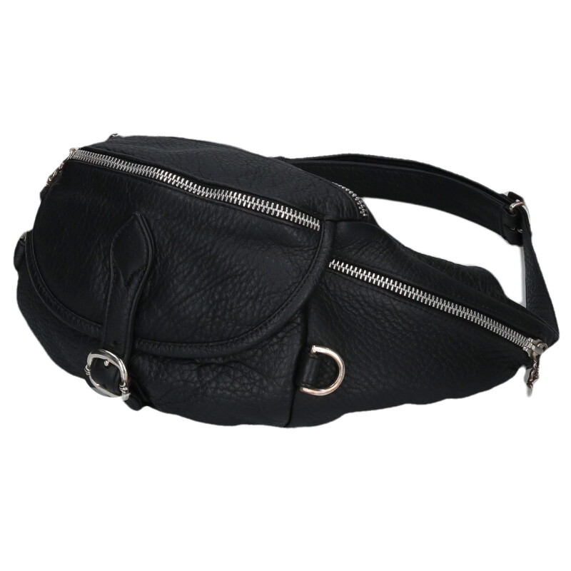 クロムハーツ Chrome Hearts   #1 SNAT PACK スナットパック ダガージップガンスリンガーベルトレザーウエストバッグ(黒いこと×しろがね色)【033062】【GZ11】【小物】【中古】bb432#rinkan*A