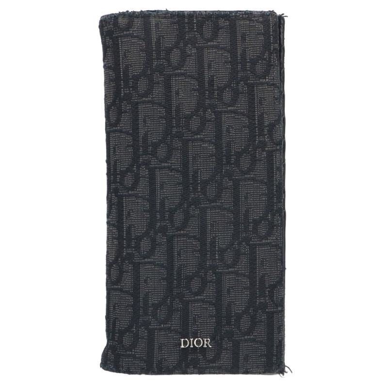 ディオール DIOR　 オブリークジャガード二つ折り長財布(ブラック)【904062】【BS99】【小物】【中古】bb310#rinkan*B