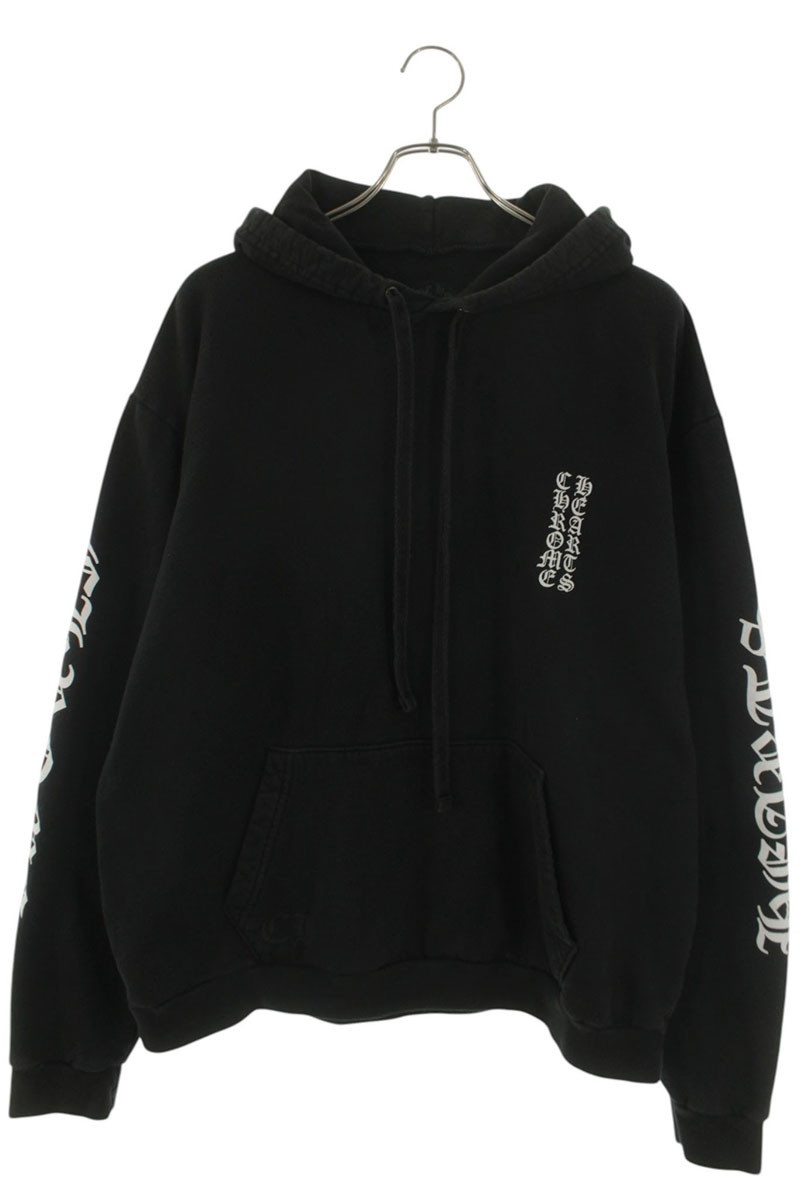 クロムハーツ Chrome Hearts 大いさ:L  SWTSHRT PLVR 袖ロゴプリントプルオーバーパーカー(黒いこと)【104062】【FK04】【メンズ】【中古】bb412#rinkan*B トップス-メンズファッション-パーカー