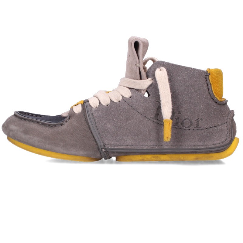 クリスチャンディオール DIOR 大きさ:42  3BO397ACO Roadie ローディースウェードスニーカー(薄墨色×黄色)【033062】【SB01】【メンズ】【小物】【中古】bb78#rinkan*B