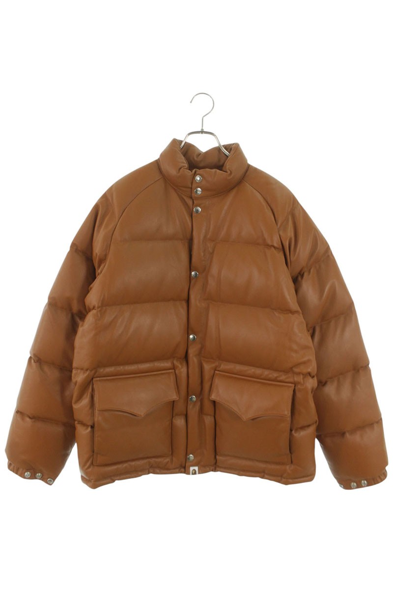 アベイシングエイプ A BATHING APE 大きさ:L  001DNL701007M 25周年不死化50着制限事項レザーダウンジャケット(赤銅色)【304062】【BS99】【メンズ】【中古】bb18#rinkan*A