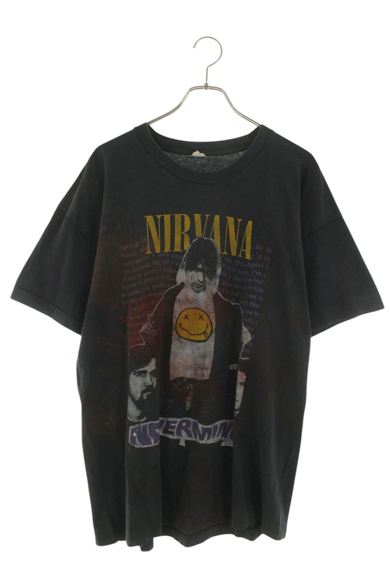 ヴィンテージ VINTAGE　 NIRVANA ニルバーナ NEVERMINDプリントTシャツ(ブラック調)【133062】【SB01】【メンズ】【中古】bb380#rinkan*C