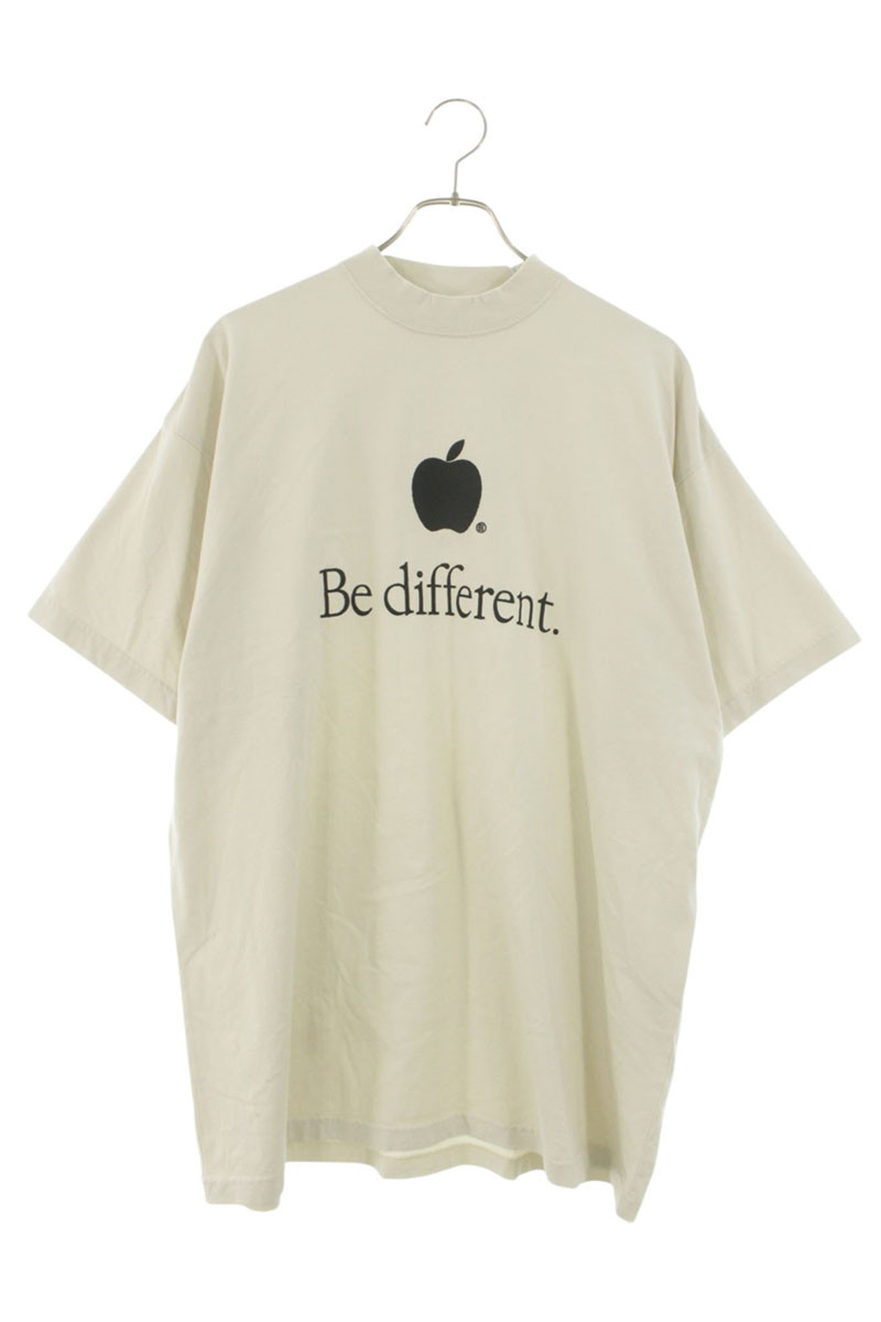 バレンシアガ BALENCIAGA　 サイズ:1 712398 TNVB3 BEDIFFERENT刺繍Tシャツ(ベージュ調)【104062】【OM10】【中古】bb127#rinkan*A