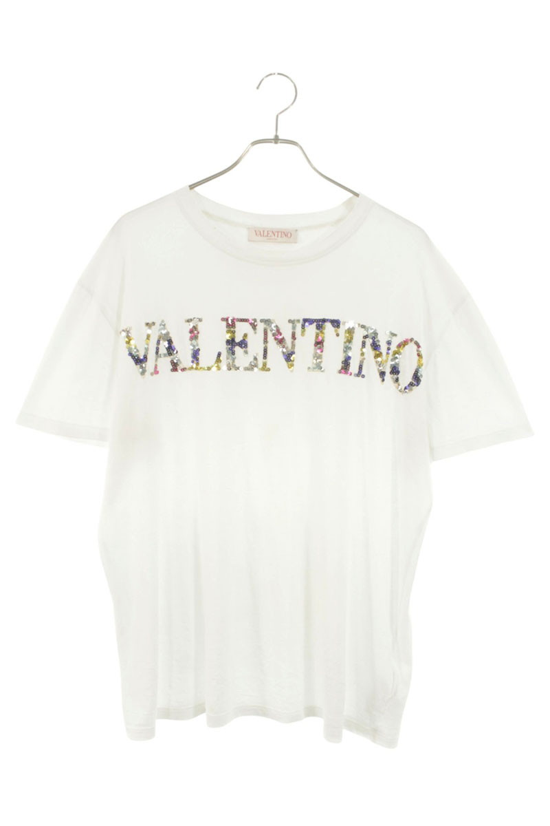 ヴァレンティノ VALENTINO 大きさ:L  2B3MG20V7T7 スパンコールロゴタイププルオーバー(白いこと)【204062】【BS99】【メンズ】【中古】bb376#rinkan*D