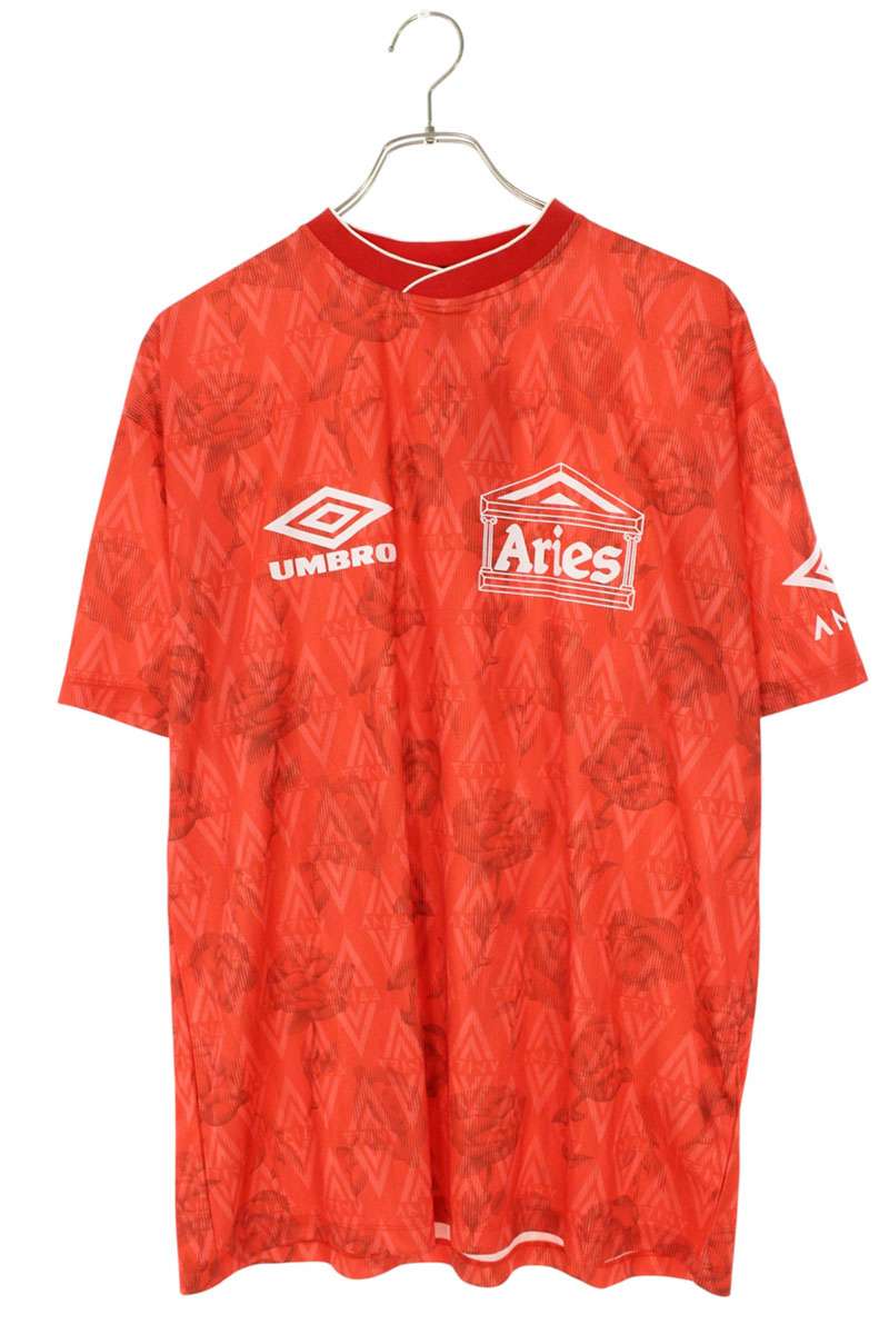 アリーズ ARIES 大きさ:L  Red Roses SS Football Jersey UM60002.03 ローズプリントフットボールジャージープルオーバー(赤いこと)【204062】【BS99】【メンズ】【中古】bb429#rinkan*A