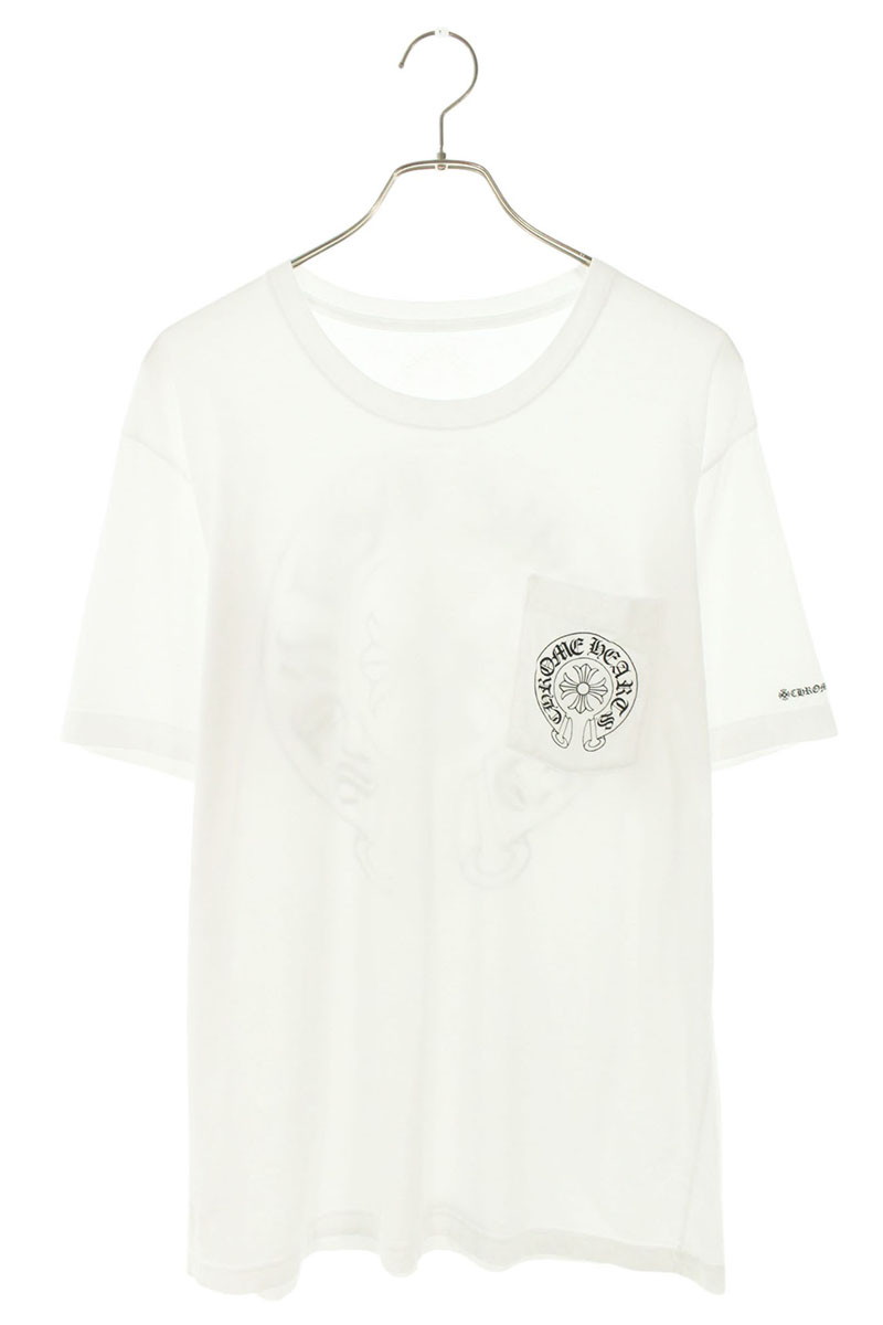 クロムハーツ Chrome Hearts　 サイズ:XL CH T-SHRT 1 バックホースシュープリントTシャツ(ホワイト)【804062】【FK04】【メンズ】【中古】bb443#rinkan*C
