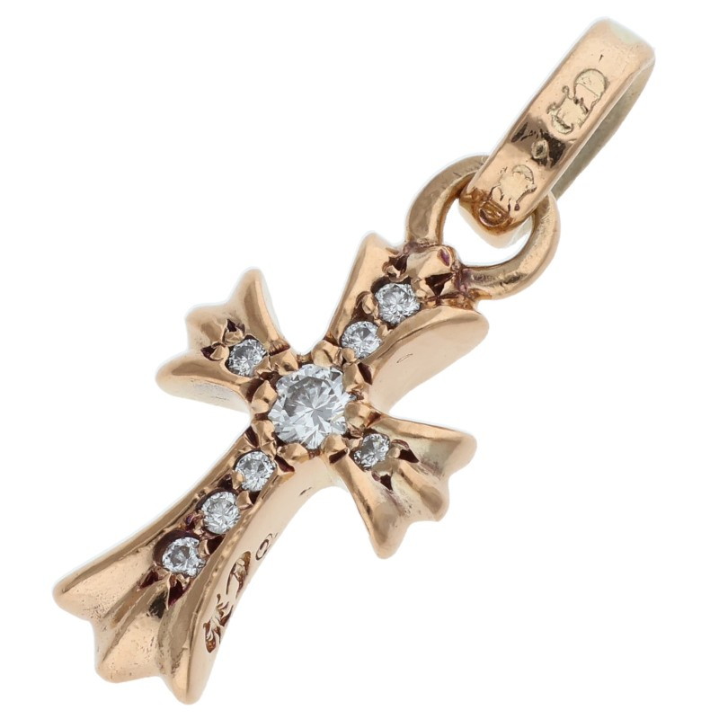 クロムハーツ Chrome Hearts   22K CRS BBYFAT P DMND ベイビーファット PAVE時刻表 引きつける ゴールド首飾りいの一番(黄色ゴールド×せつ然たる 3.28g)【304062】【NO05】【小物】【中古】bb209#rinkan*B