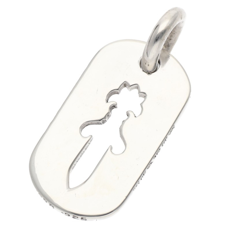 クロムハーツ Chrome Hearts 大きさ:SMALL  D TAG SML CO DAG カットアウトダガードッグタグ しろがね色首飾りとっ始め(しろがね色 8.27g)【105062】【HJ12】【小物】【中古】bb62#rinkan*B
