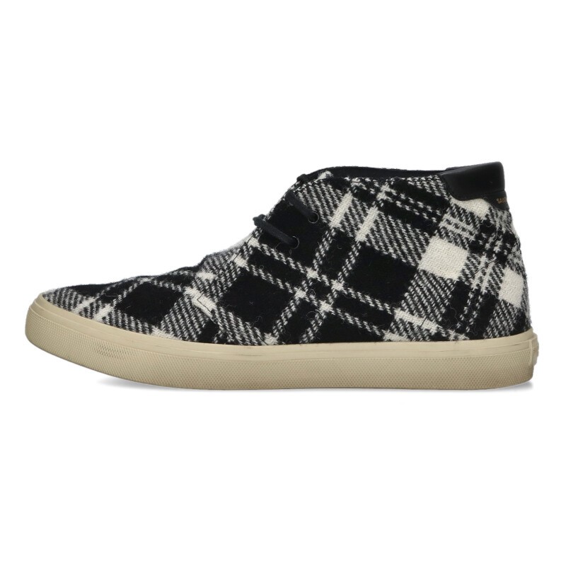 サンローランパリ SAINT LAURENT PARIS 大きさ:42  630959 ウールチェックハイカットスニーカー(黒いこと×白いこと)【704062】【BS99】【メンズ】【小物】【中古】bb51#rinkan*B