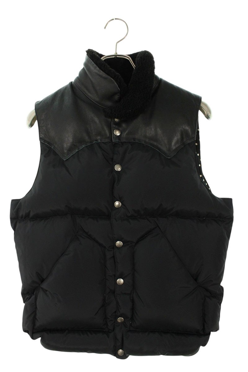 ワコマリア WACKO MARIA ×ロッキーお山 ROCKY MOUNTAIN 大きさ:38  450-452-93 なめし革うつり変わりナイロンダウンベスト(黒いこと)【304062】【BS99】【メンズ】【中古】bb30#rinkan*B
