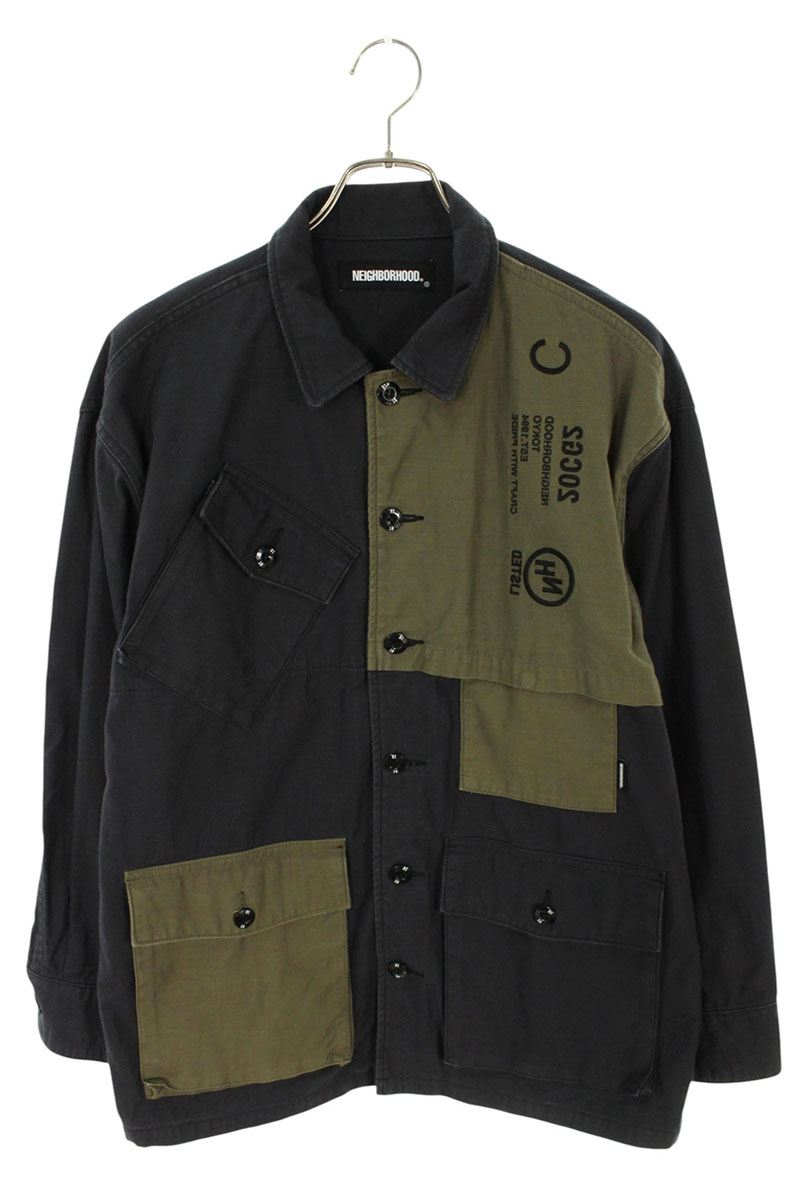 ネイバーフッド NEIGHBORHOOD 大きさ:S  20AW  COMBAT C-SHIRT.LS 202SINH-SHM01 コンバットシャツブルゾン(カーキ×黒いこと)【504062】【BS99】【メンズ】【中古】bb339#rinkan*B