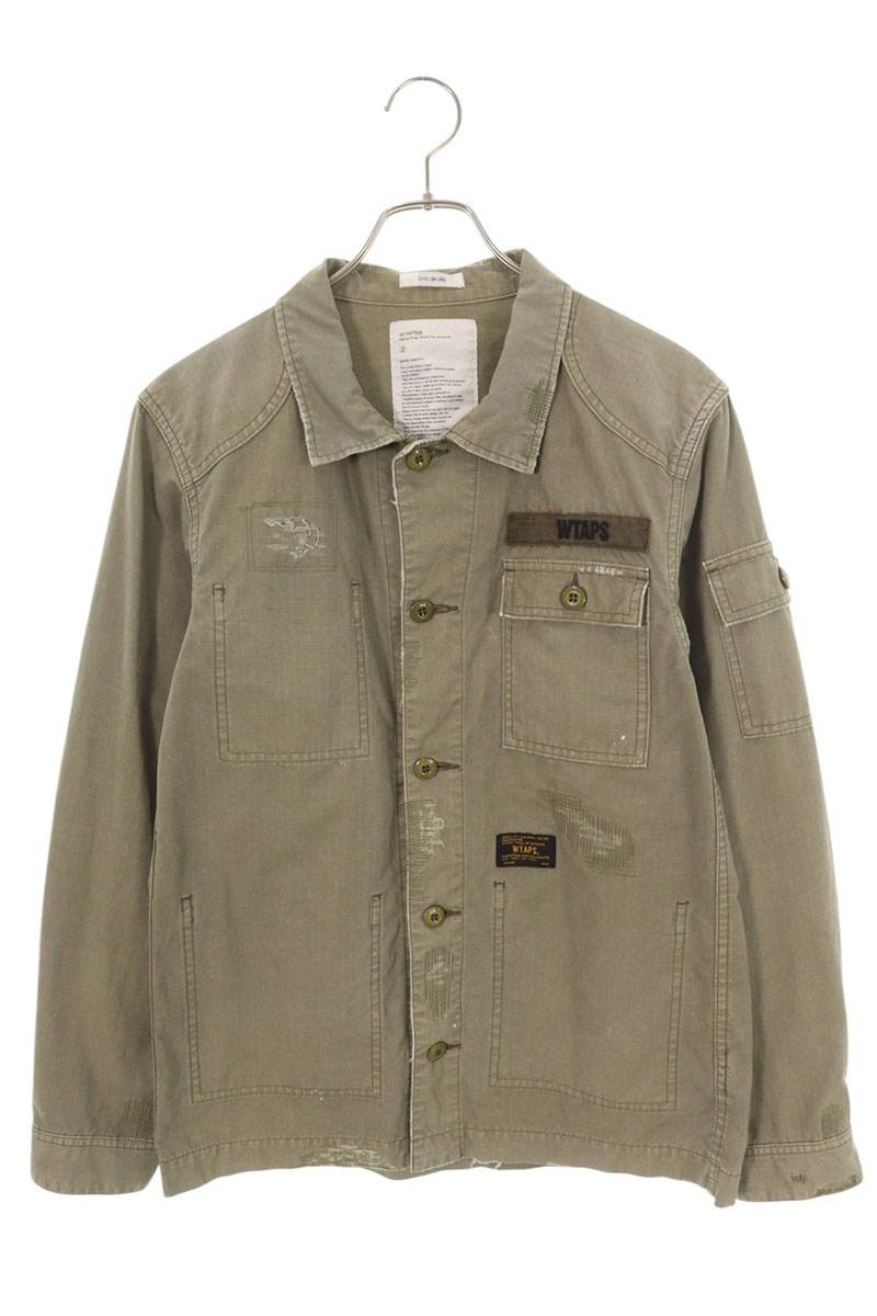 ダブルタップス WTAPS　サイズ:M 11AW JINGLE L S ボーンプリントジャングル長袖シャツ(カーキ)【214062】【BS99】【メンズ】【中古】bb339#rinkan*B｜RINKAN