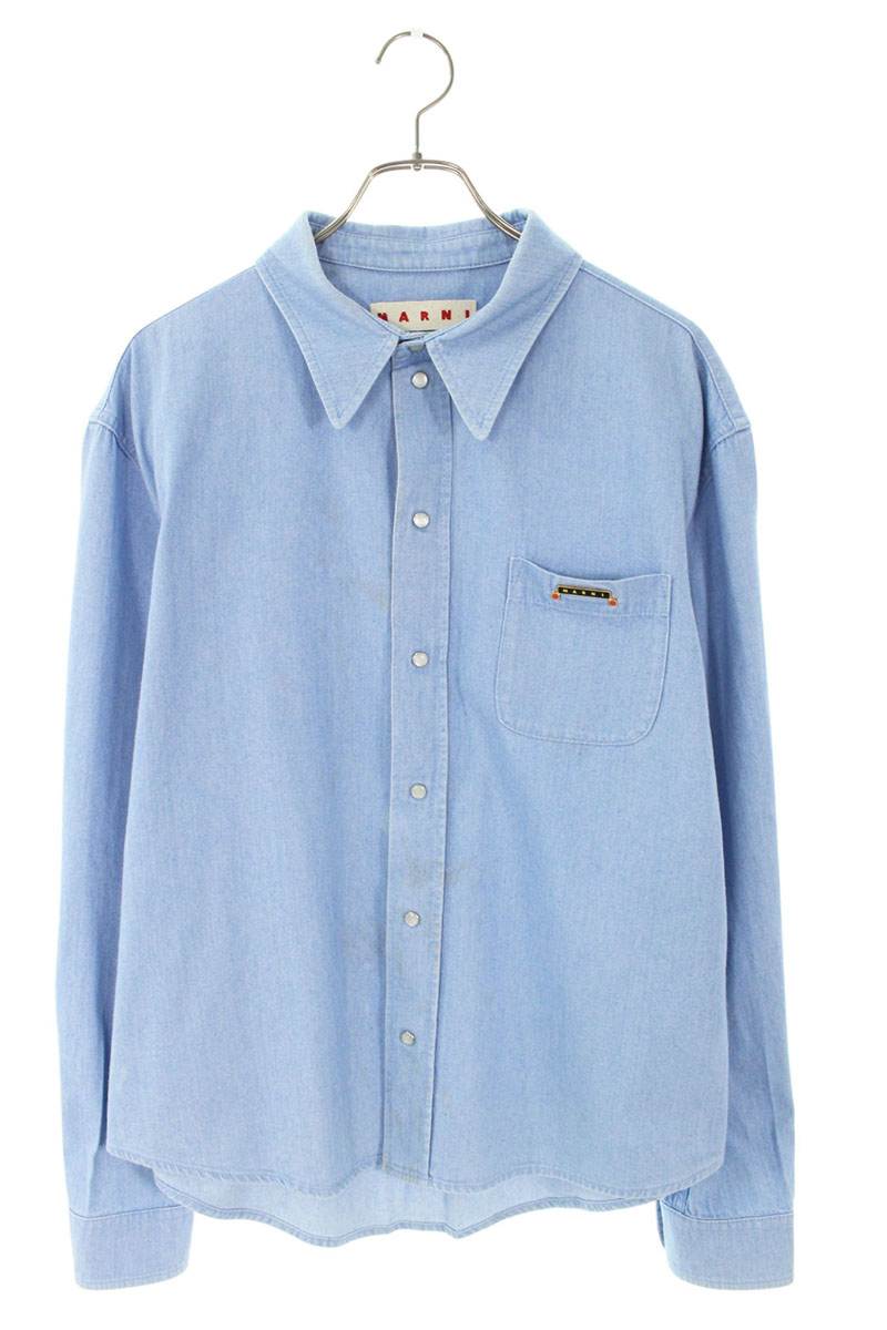 マルニ MARNI サイズ:48  CUJU0015A2 デニムロングスリーブ長袖シャツ(ライトブルー)【504062】【BS99】【メンズ】【中古】bb132#rinkan*B