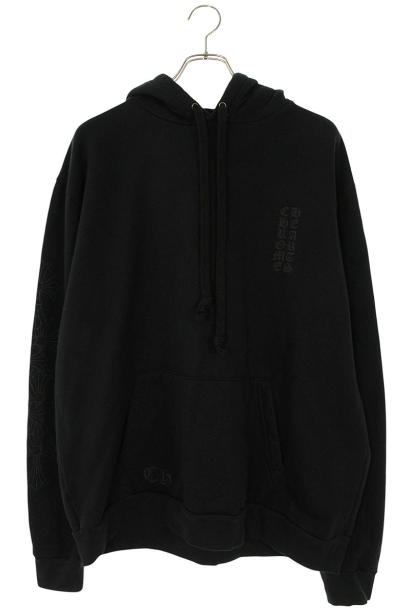 クロムハーツ Chrome Hearts　サイズ:L SWTSHRT PLV マイアミ限定袖セメタリークロスプリントプルオーバーパーカー(ブラック)【105062】【HJ12】【メンズ】【中古】bb411#rinkan*B ｜RINKAN