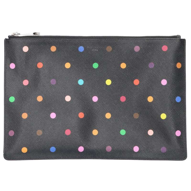 ジバンシィ GIVENCHY  マルチカラードットPVCレザークラッチバッグ(ブラック)【105062】【BS99】【小物】【中古】bb429#rinkan*C