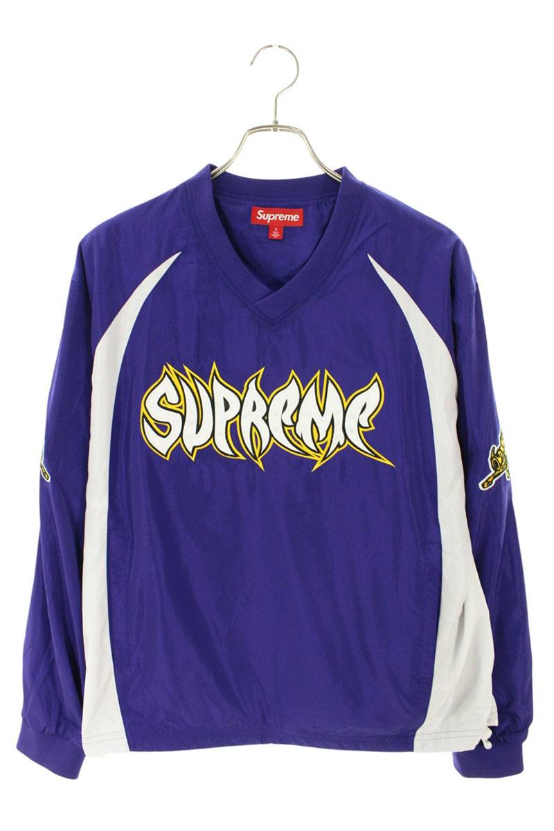 シュプリーム SUPREME　 サイズ:S フロントロゴデザインナイロン長袖カットソー(パープル)【304062】【OM10】【メンズ】【中古】bb132#rinkan*B