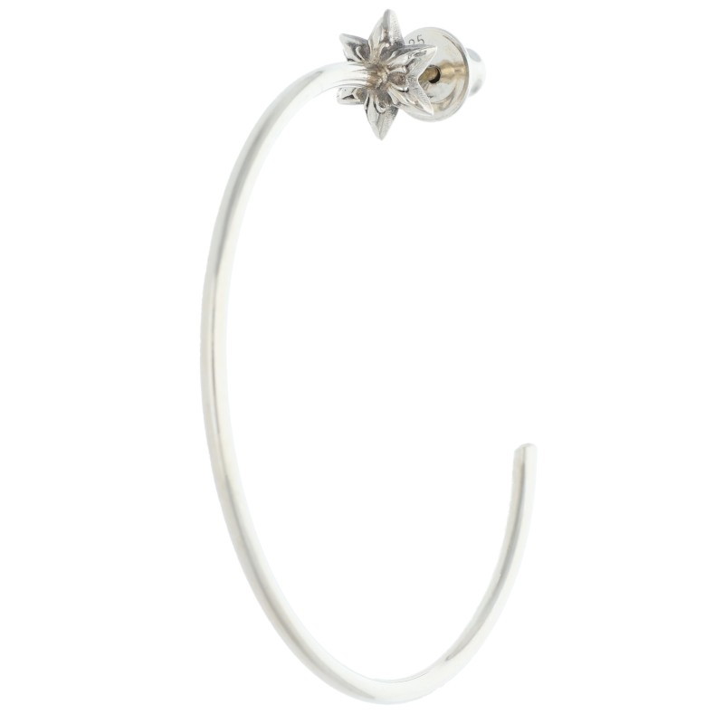 クロムハーツ Chrome Hearts   HOOP W CUT STAR はやりっ児フープ しろがね色ピアス(しろがね色 総掛け目2.57g)【404062】【GZ11】【小物】【中古】bb428#rinkan*B