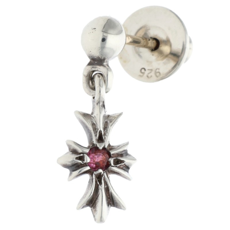 クロムハーツ Chrome Hearts   TNY E CH PLS 1 SAP タイニーECHつけ加える落っこちる 1さくら色サファイア しろがね色ピアス(しろがね色×さくら色 総掛け目0.99g)【504062】【聞き入れる15】【小物】【中古】bb450#rinkan*B