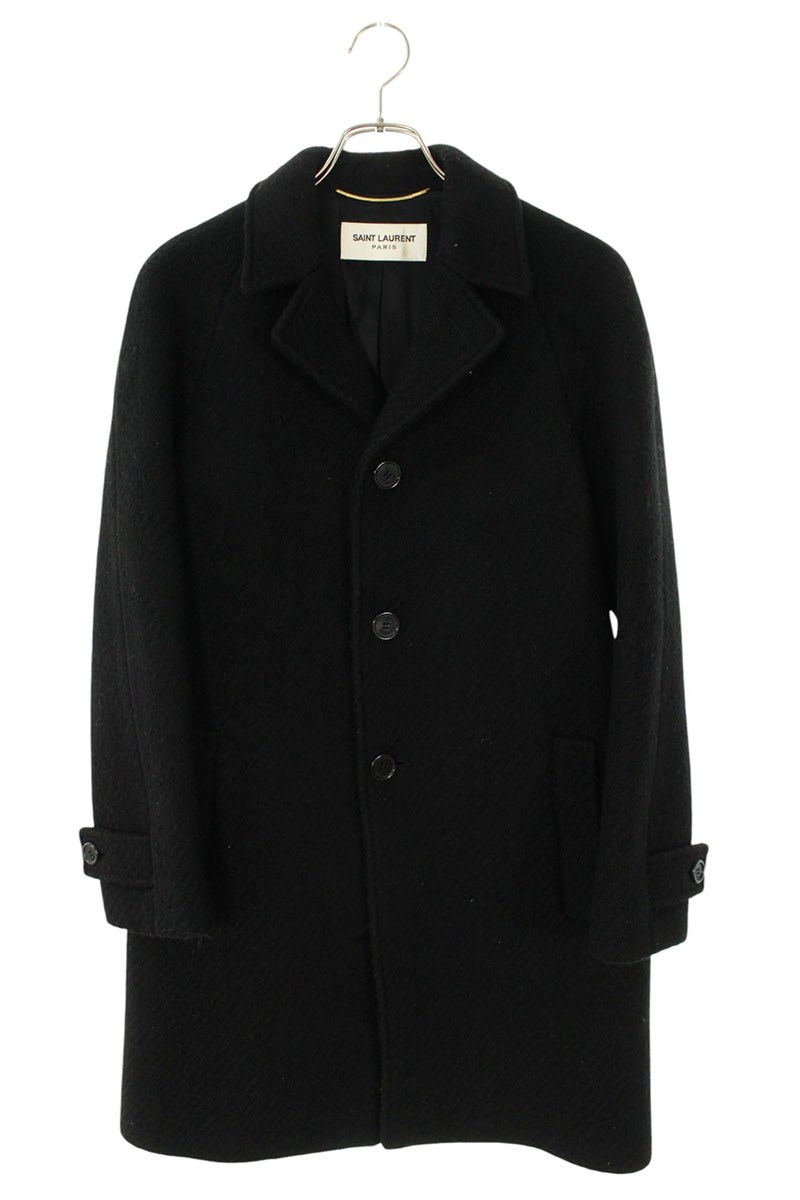 サンローランパリ SAINT LAURENT PARIS 大いさ:F36  14AW  364425 Y051F ラグラン衣袂 絨毛 チェスターコート(黒いこと)【604062】【BS99】【レディース】【中古】bb87#rinkan*B コート・ジャケット-レディースファッション