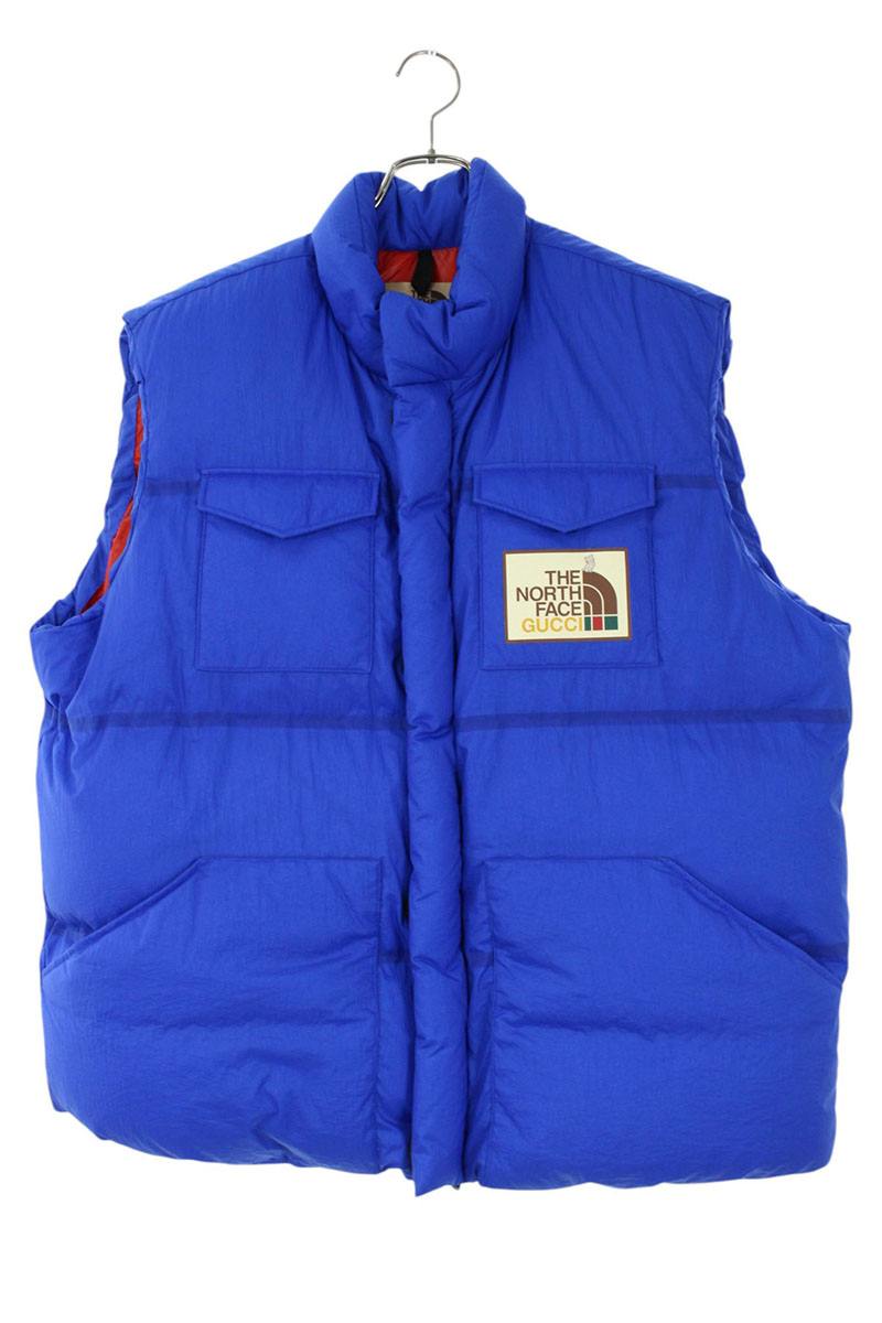 グッチ GUCCI ×北の方人間の顔 THE NORTH FACE 大いさ:XL  663761 XAACX ロゴジップアップダウンベスト(青色)【804062】【BS99】【メンズ】【中古】bb132#rinkan*C コート・ジャケット-メンズファッション