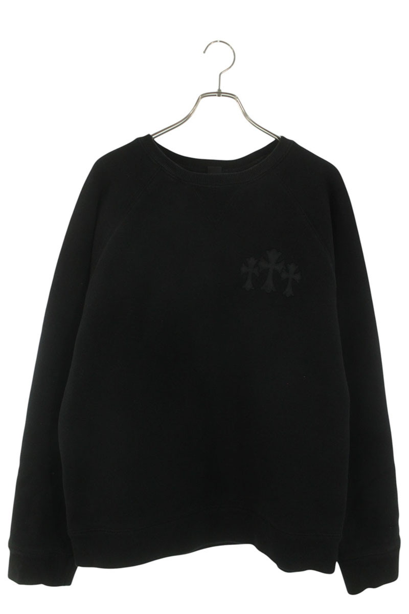 クロムハーツ Chrome Hearts　 サイズ:XL 7-11 CREW バックCHロゴ刺繍スウェット(ブラック×シルバー)【304062】【SS07】【メンズ】【中古】bb377#rinkan*B