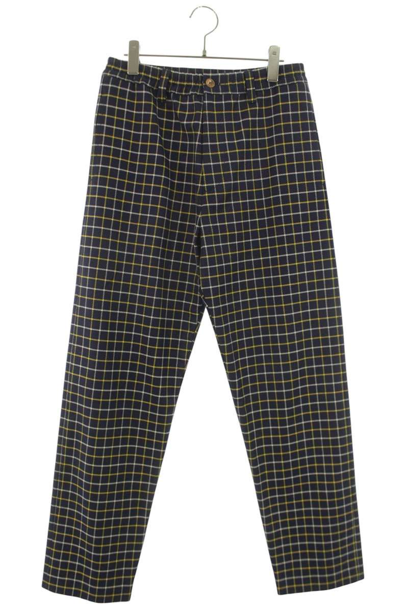 マルニ MARNI　 サイズ:44 24SS PUMU0156A3 チェック柄スラックスロングパンツ(ネイビー×イエロー×ホワイト)【604062】【BS99】【メンズ】【中古】bb377#rinkan*A
