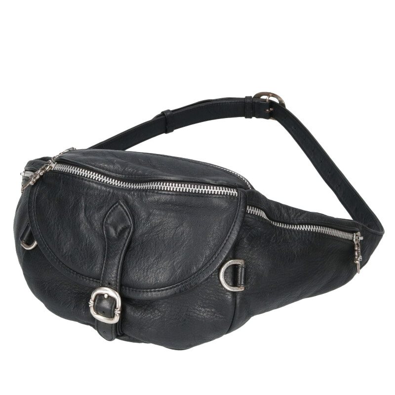 クロムハーツ Chrome Hearts   #1 SNAT PACK スナットパック ダガージップガンスリンガーベルトレザーウエストバッグ(黒いこと×しろがね色)【304062】【GZ11】【小物】【中古】bb389#rinkan*B