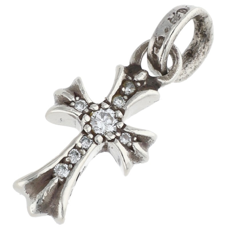 クロムハーツ Chrome Hearts   CRS BBYFAT P DMND ベイビーファット PAVE金剛石 しろがね色頸飾りいの一番(しろがね色×せつ然たる 1.8g)【704062】【os06】【小物】【中古】bb359#rinkan*B
