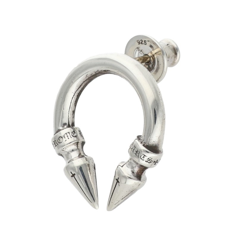 クロムハーツ Chrome Hearts　 DBL SPIKE ダブルスパイク シルバーピアス(シルバー 2.61g)【704062】【OK15】【小物】【中古】bb379#rinkan*B