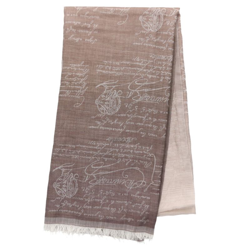 ベルルッティ Berluti  コットンカシミアカリグラフィ総柄えり巻き(赤銅色)【814062】【BS99】【小物】【中古】bb132#rinkan*B