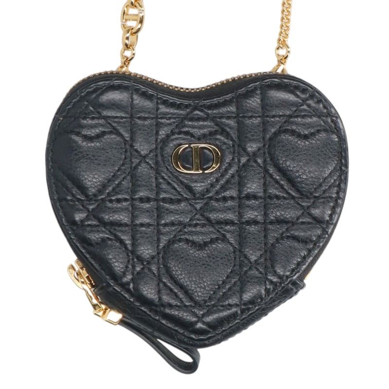 クリスチャンディオール DIOR   カロ ハートレザーチェーンポーチ(黒いこと)【814062】【BS99】【小物】【中古】bb132#rinkan*B