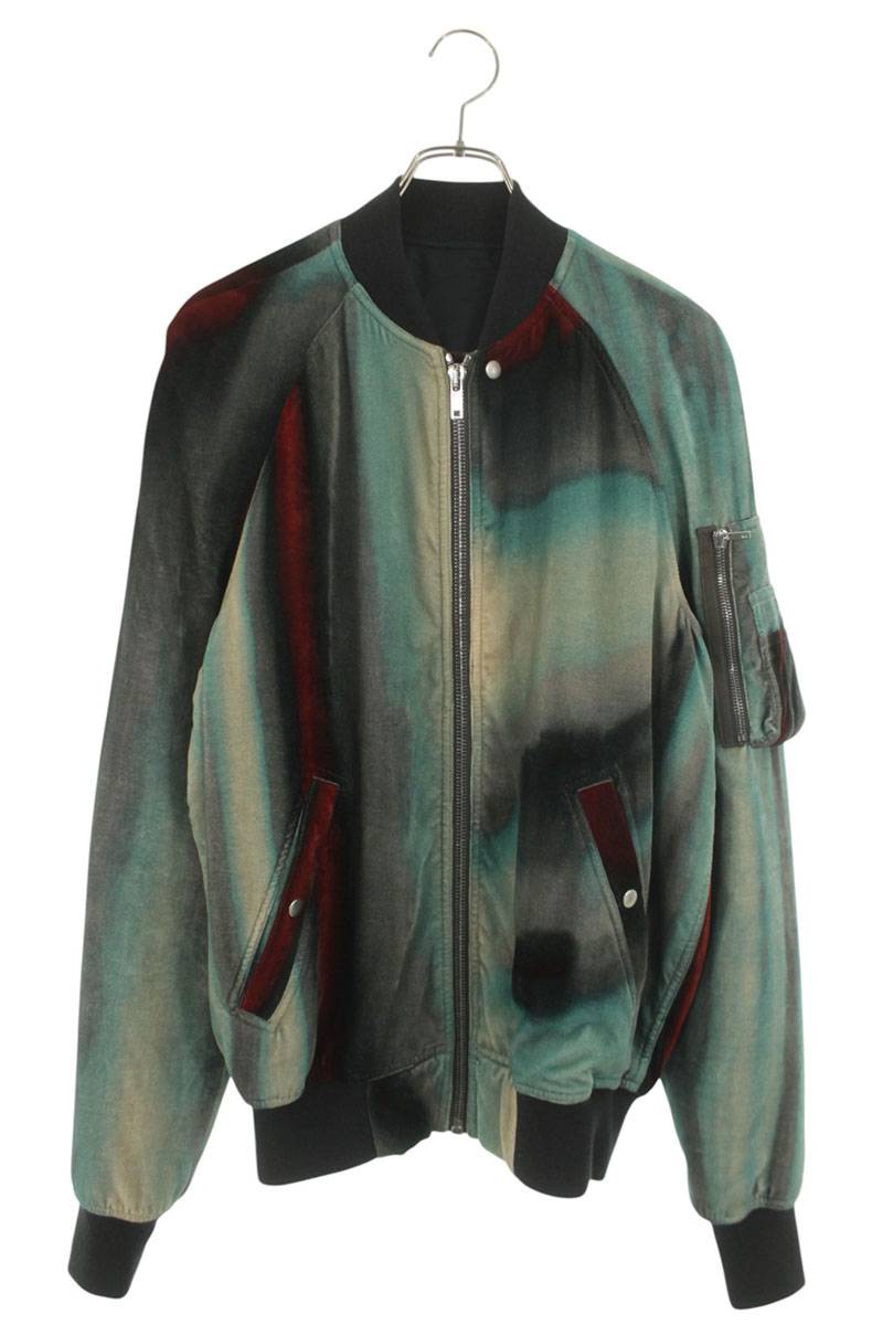 リックオウエンス Rick Owens 大いさ:46  RAGLAN FLIGHT JACKET RU02B2793-VP2 天鵞絨 ラグランフライトブルゾン(緑であること×赤いこと×黒いこと)【404062】【SB01】【メンズ】【中古】bb463#rinkan*B メンズファッション-コート・ジャケット