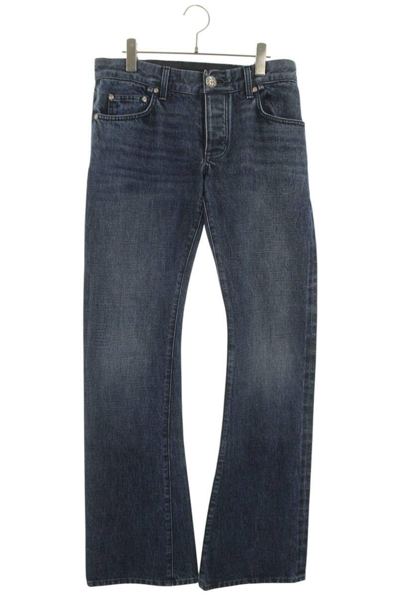 クロムハーツ Chrome Hearts　 サイズ:32インチ クロスボールボタンフレアデニムパンツ(インディゴ×シルバー)【404062】【SS07】【メンズ】【中古】bb297#rinkan*B