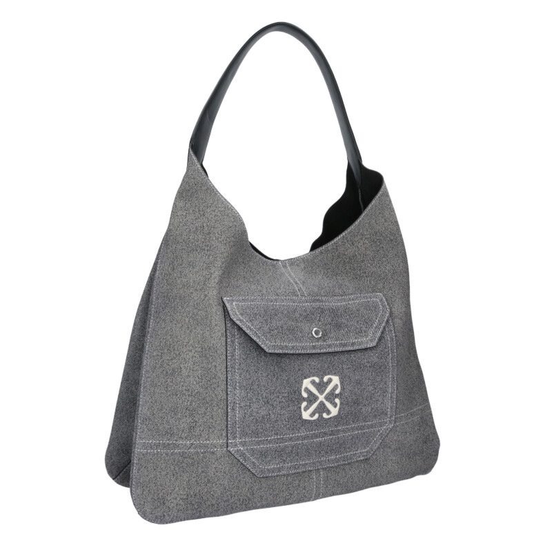 象牙色 OFF-WHITE   METROPOLITAN TOTE OMNA20AF24LEA0011001 メトロポリタンアローロゴ刺しゅうトートバッグ(薄墨色)【914062】【BS99】【小物】【中古】bb411#rinkan*A