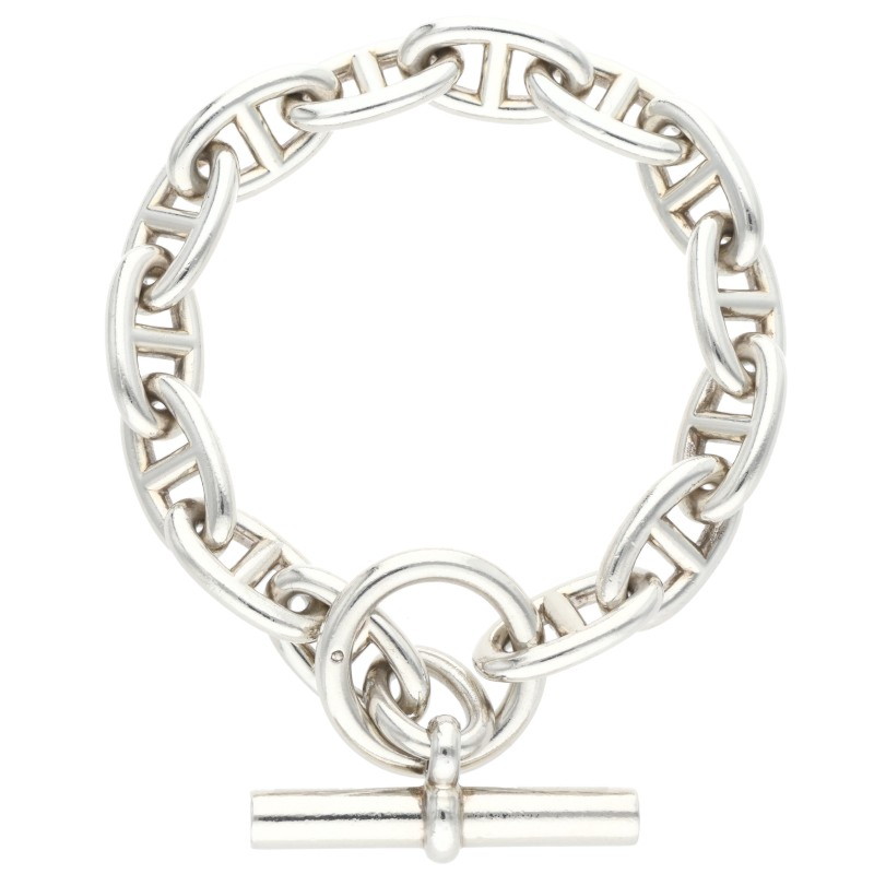 エルメス HERMES 大いさ:14LINK  Chaine d\u0027Ancre GM シェーヌダンクルGMしろがね色腕輪(しろがね色 76.5g)【504062】【GZ14】【小物】【中古】bb382#rinkan*B