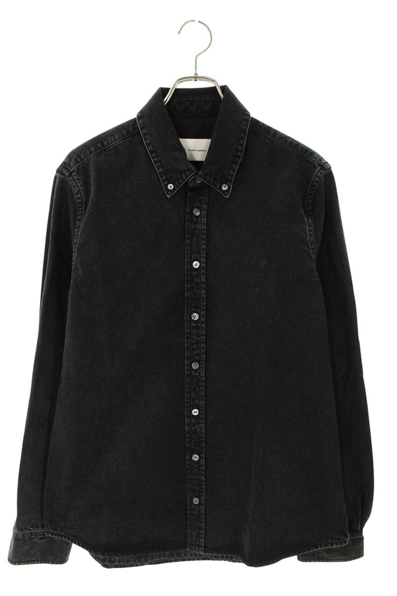 アミアレクサンドルマテュッシ AMI Alexandre Mattiussi サイズ:M  26SS  USH785DE0125 ハートA刺繍ウォッシュドデニム長袖シャツ(ブラック)【504062】【SB01】【メンズ】【新古品】bb78#rinkan*N