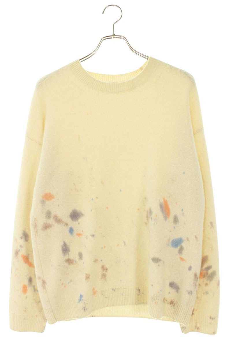 オーラリー AURALEE サイズ:3  A20AP01BP WHITE BABY CASHMERE HAND PAINTED KNIT P O ベイビーカシミアペイントニット(オフホワイト)【804062】【BS99】【メンズ】【中古】bb51#rinkan*B