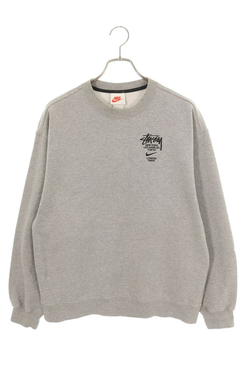 ナイキ NIKE ×ステューシー STUSSY 大きさ:S  21SS  International Crewneck Sweatshirt C4198-050 インターナショナルクルーネックスウェット(薄墨色)【804062】【BS99】【メンズ】【中古】bb30#rinkan*B