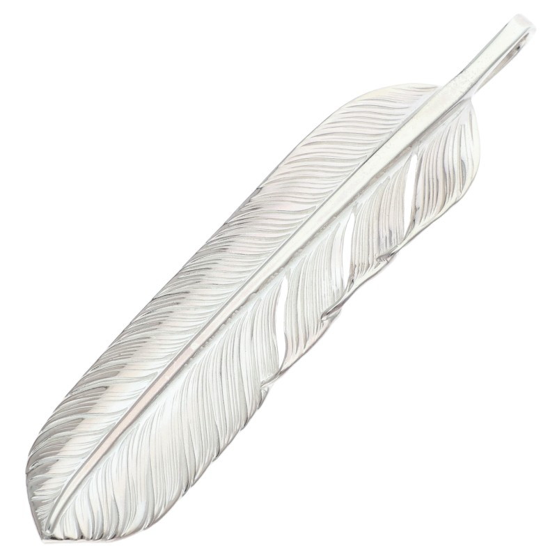 ワシミタロウ 鷲見太郎   L flight feather 01 フライトフェザーネックレストップ(しろがね色 7.6g)【506062】【BS99】【小物】【中古】bb51#rinkan*S