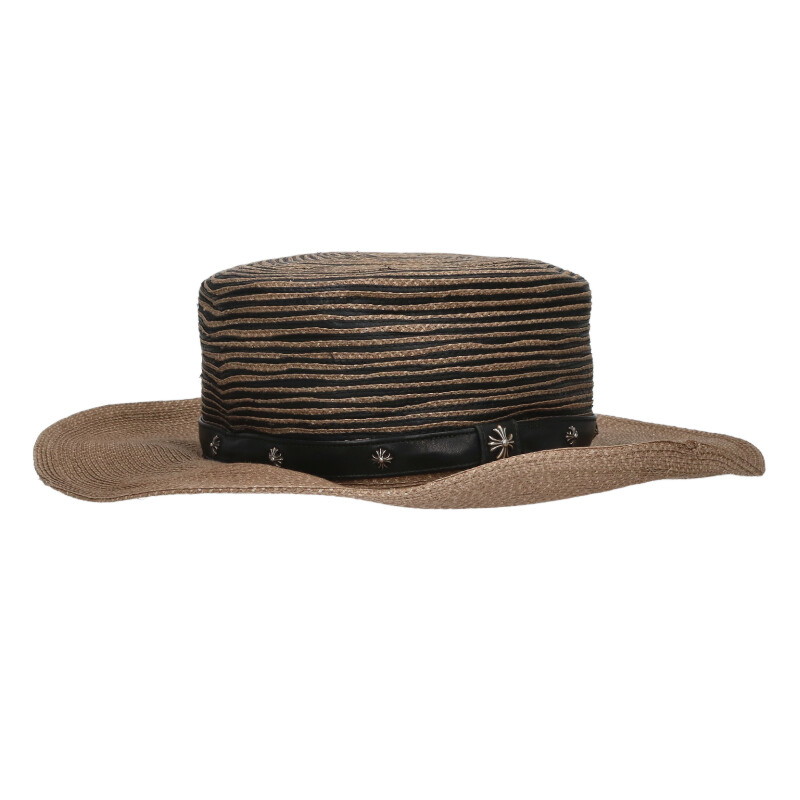 クロムハーツ Chrome Hearts　 サイズ:M CHプラス装飾ストローハット(ベージュ×シルバー)【504062】【SS07】【小物】【中古】bb377#rinkan*B