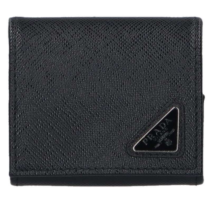 プラダ PRADA   2MM935 サフィアーノトライアングルコインケース(黒いこと)【914062】【BS99】【小物】【中古】bb205#rinkan*A