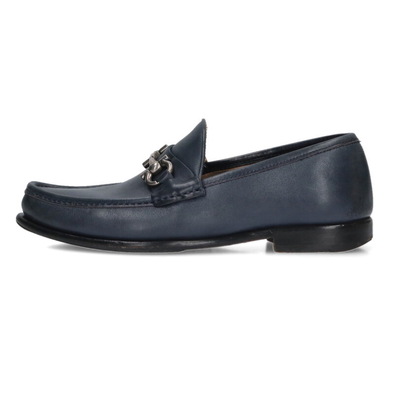 サルバトーレフェラガモ Salvatore Ferragamo 大きさ:8 1/2EEE  19964 ガンチーニローファーシューズ(青色)【214062】【BS99】【メンズ】【小物】【中古】bb187#rinkan*B