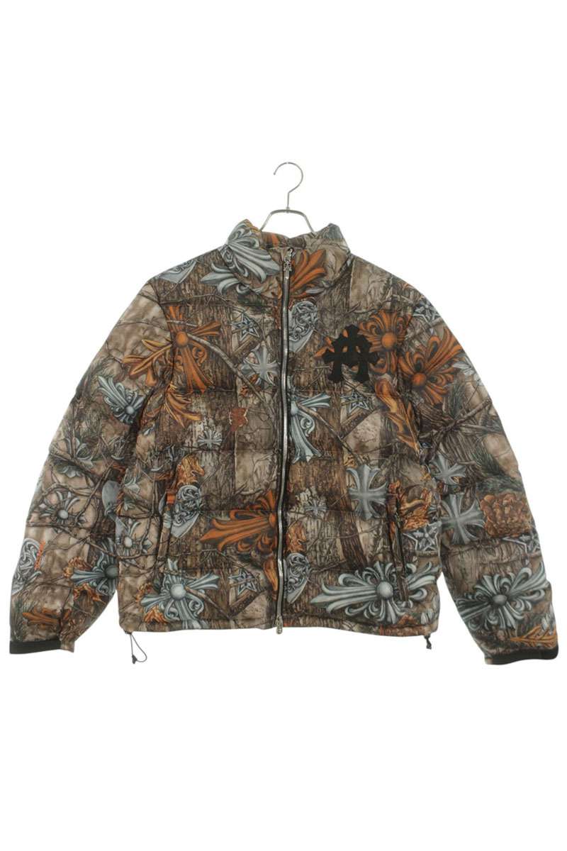 クロムハーツ Chrome Hearts　 サイズ:L NOCTA PUFFER DRAKE ナイキドレイク総柄ナイロンダウンジャケット(ブラウン×シルバー)【604062】【SS07】【メンズ】【中古】bb134#rinkan*A