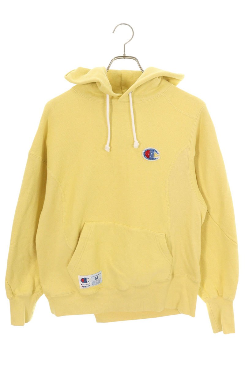 アンダー押しかぶせる UNDERCOVER ×はやりっ児 Champion  大きさ:M  CWSC124 ビーズロゴタイプ刺しゅうティーシャツパーカー(黄色)【804062】【BS99】【メンズ】【中古】bb187#rinkan*A