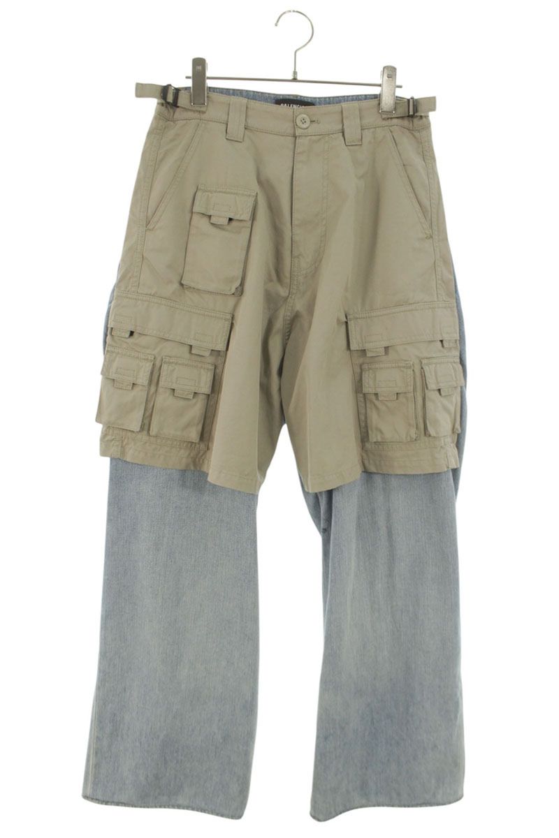 バレンシアガ BALENCIAGA　 サイズ:28 662891 TIW35 ハイブリットカーゴルーズフィットトラウザーデニムパンツ(インディゴ×ベージュ)【604062】【SB01】【メンズ】【中古】bb380#rinkan*B