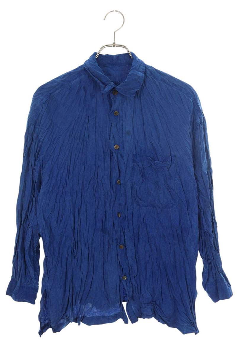 イッセイミヤケ ISSEY MIYAKE　 サイズ:M IM53-FJ122 シワ加工長袖シャツ(ブルー)【804062】【BS99】【レディース】【中古】bb297#rinkan*C