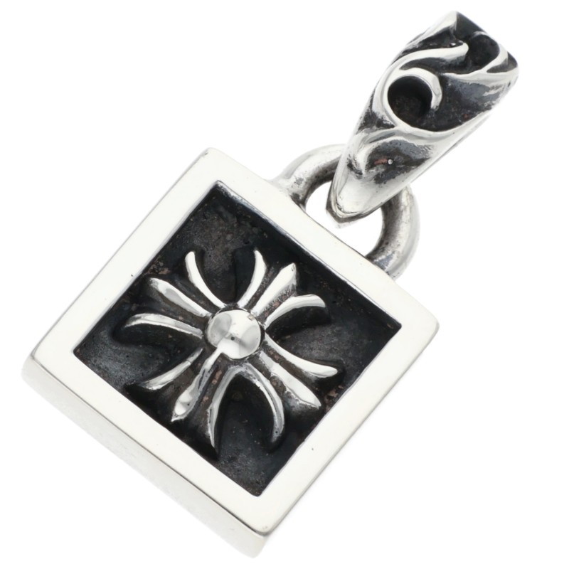 クロムハーツ Chrome Hearts   FRAMED CH PLUS フレームドCHつけ加える 引きつける しろがね色首飾りとっ始め(しろがね色 5.1g)【314062】【FK04】【小物】【中古】bb76#rinkan*B
