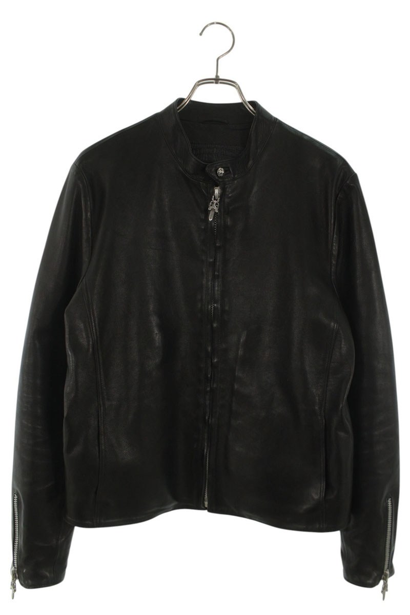 クロムハーツ Chrome Hearts　 サイズ:S RACING2 レーシング2 ダガージップシングルライダースレザージャケット(ブラック)【804062】【NO05】【メンズ】【中古】bb33#rinkan*B